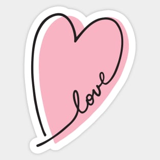 Pink Heart Love Letters Line Art Sticker